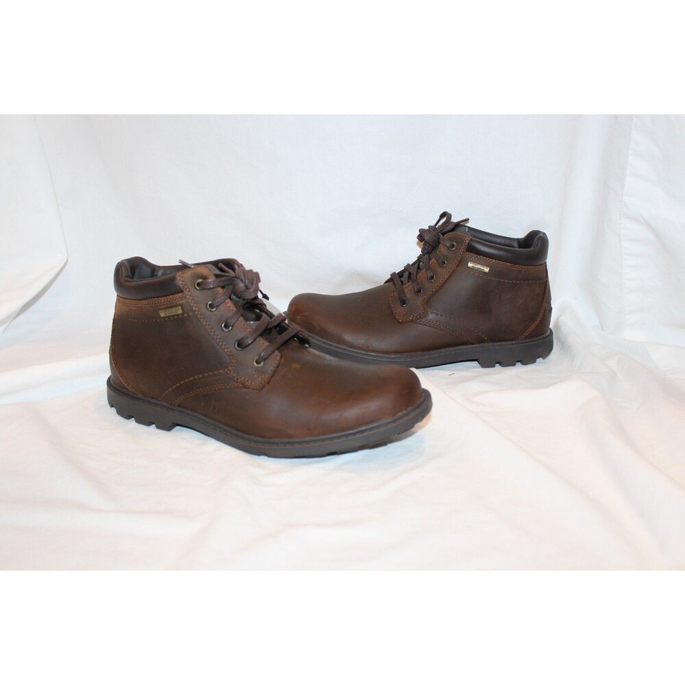 ROCKFORD MEN'S STORM SURGE PLAIN TOE LEATHER BOOTS NEW SZ 7.5 BROWN $160